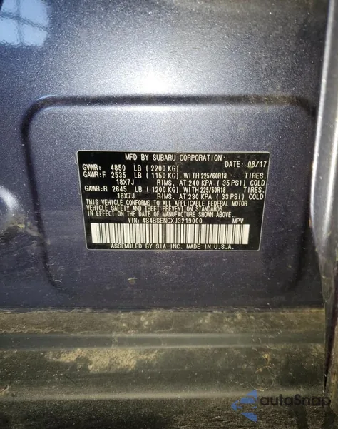 2018 Subaru Outback 3.6R Limited z USA, uszkodzony, nr VIN 4S4BSENCXJ3219000